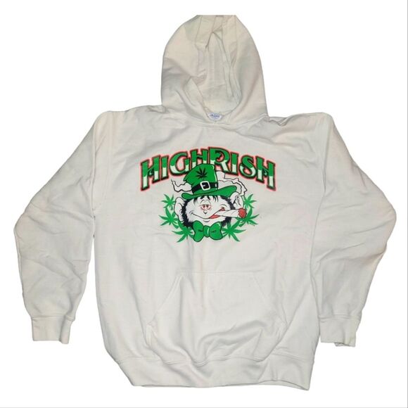 High Irish White Hooded Sweatshirt Hoodie Medium - Picture 1 of 2